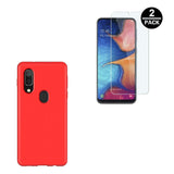 Coque de protection Rouge + Film de protection en Verre trempé pour Samsung A20