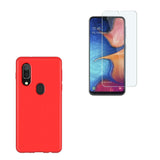 Coque de protection Rouge + Film de protection en Verre trempé pour Samsung A20