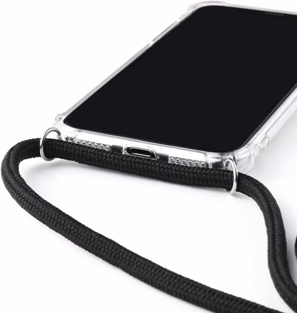 Coque Transparente avec collier cordon noir pour Samsung Galaxy A03