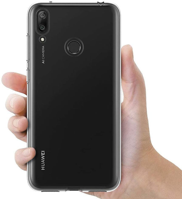 Coque de protection transparente + Verre trempé bords noir pour Huawei Y7 2019