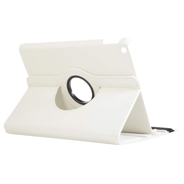 Housse Etui Blanc pour Apple iPad 10.2 2019 Coque avec Support Rotatif 360° + vitre de protection
