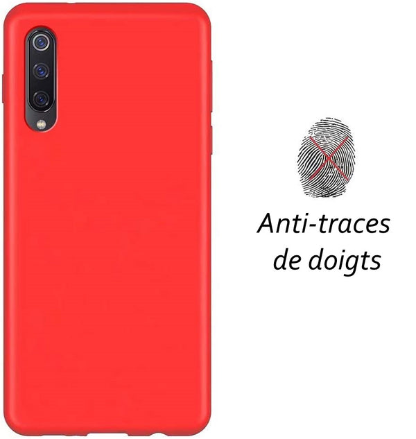 Coque de protection Rouge + Verre trempé bords noir pour Xiaomi Mi 9