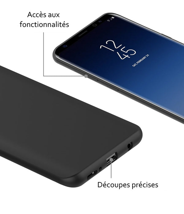 Film de protection en Verre trempé couverture complète incurvé + coque de protection Noir pour Samsung Galaxy S9