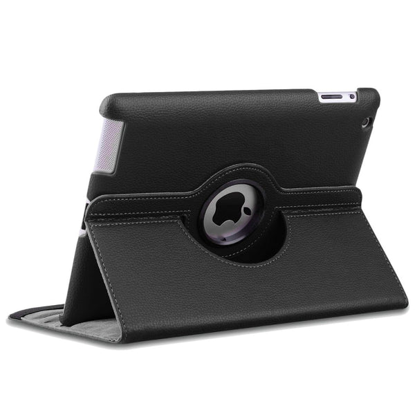 Housse Etui Noir pour Apple iPad 3 Coque avec Support Rotatif 360°