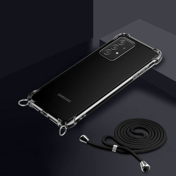 Transparente avec collier cordon noir pour Samsung Galaxy A53 5G