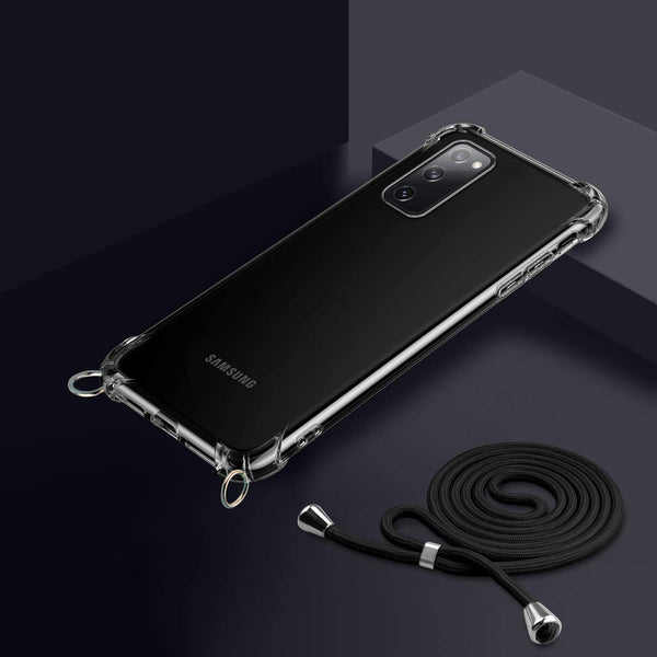Coque Transparente avec collier cordon noir pour Samsung Galaxy S20 FE