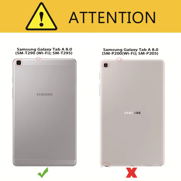 Housse Etui Noir pour Samsung Galaxy Tab A 8.0 2019 SM T290 T295 Coque avec Support Rotatif 360°