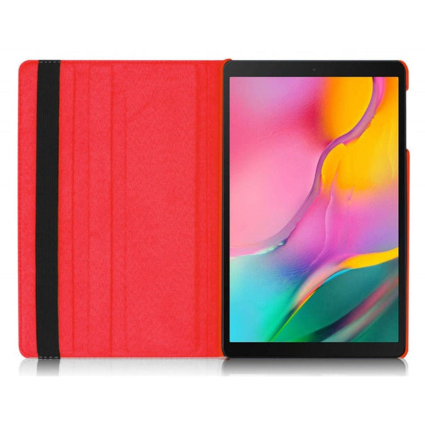 Housse Etui Rouge pour Samsung Galaxy Tab A 10.1 2019 T510 T515 Coque avec Support Rotatif 360° + Film de protection en verre trempé