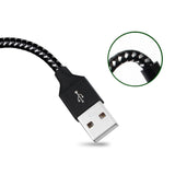 Câble de recharge nylon Noir USB vers iPhone/iPad - 2M