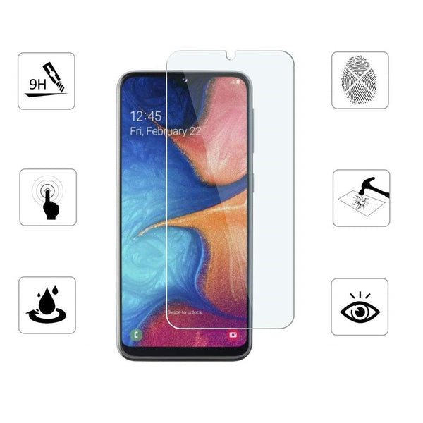 Coque de protection transparente + Film de protection en Verre trempé pour Samsung A20