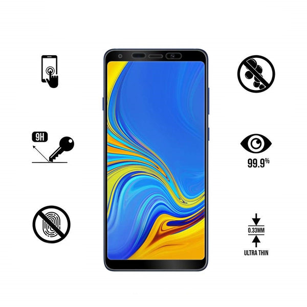 Film de protection en Verre trempé bords noir + coque de protection pour Samsung Galaxy A9 2018