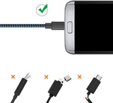 Câble de recharge nylon Bleu USB vers Micro USB - 2M