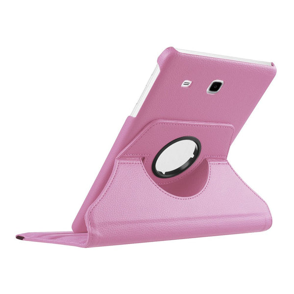 Housse Etui Rose pour Samsung Galaxy Tab E 9.6 SM-T560 T561 Coque avec Support Rotatif 360°
