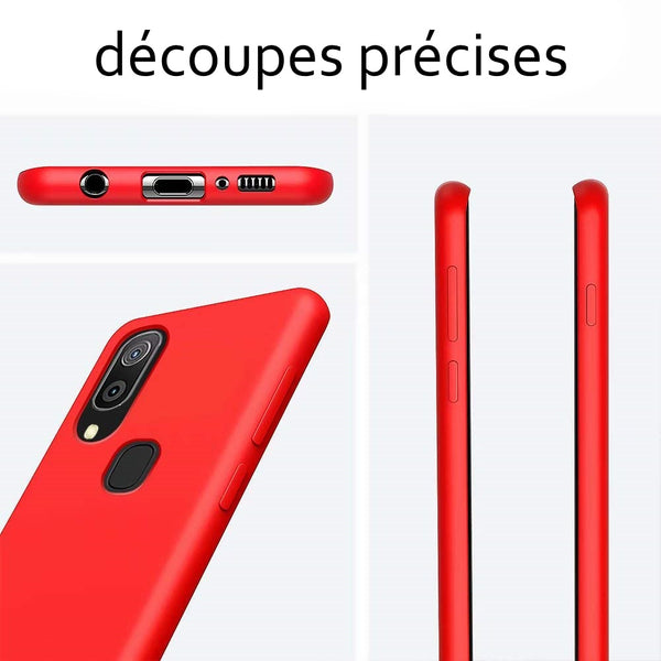 Coque de protection Rouge + Verre trempé bords noir pour Samsung A20e