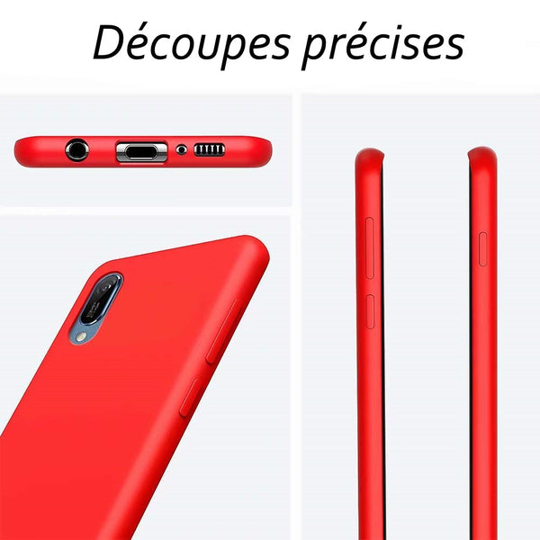 Coque de protection Rouge + Verre trempé bords noir pour Huawei Y5 2019