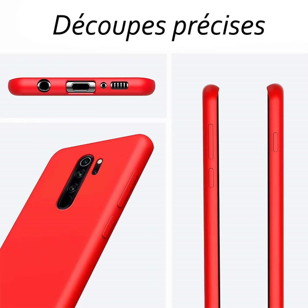 Coque de protection Rouge + Film de protection en Verre trempé pour Xiaomi Redmi note 8 pro