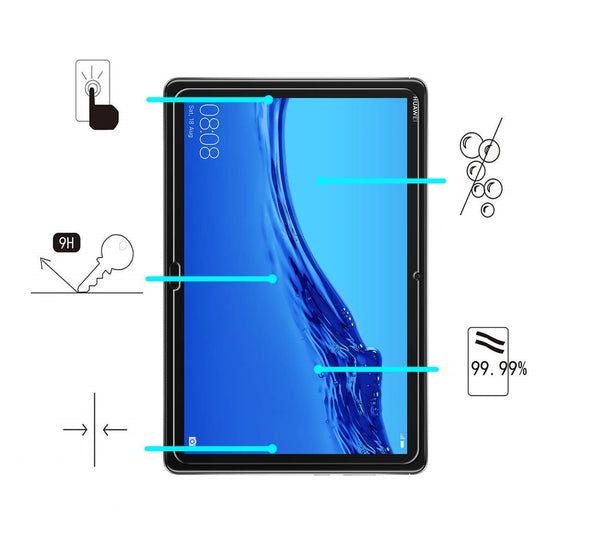 Housse Etui Rouge pour Huawei MediaPad M5 Lite 10.1 Coque avec Support Rotatif 360° + Film de protection en verre trempé