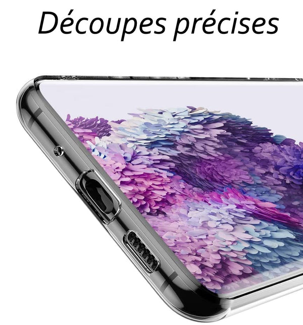 Film de protection en Verre trempé transparent + coque de protection pour Samsung Galaxy S20 Plus