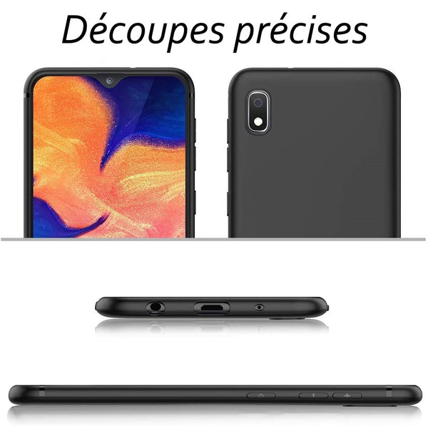 Coque de protection Noir + Verre trempé bords noir pour Samsung A10