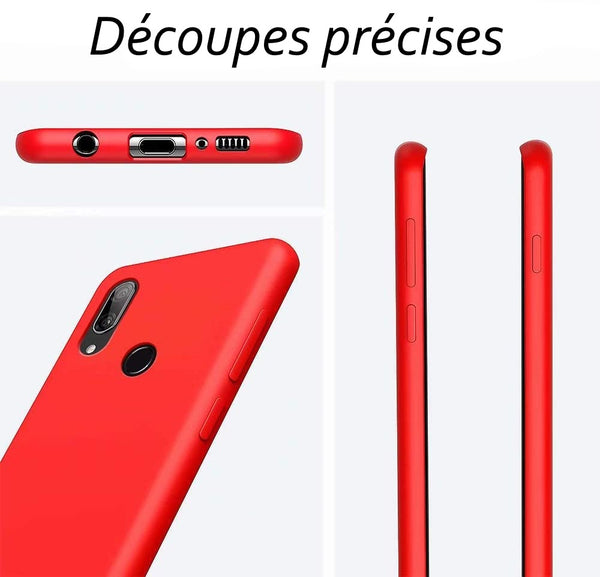 Coque de protection Rouge + Film de protection en Verre trempé pour Huawei Y7 2019