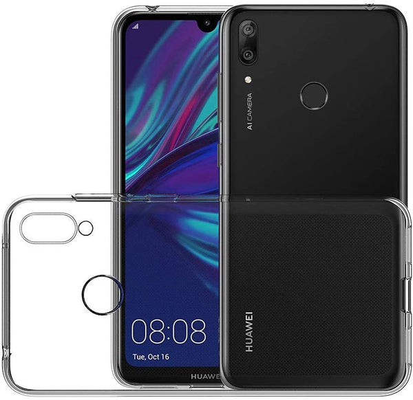 Coque de protection transparente + Verre trempé bords noir pour Huawei Y7 2019