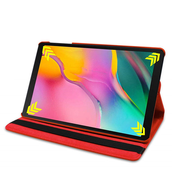 Housse Etui Rouge pour Samsung Galaxy Tab A 10.1 2019 T510 T515 Coque avec Support Rotatif 360°