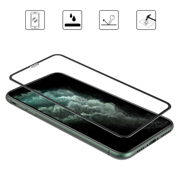 Coque de protection marbre bleu + Verre trempé bords noir pour iPhone 11 Pro max