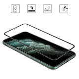 Coque de protection marbre bleu + Verre trempé bords noir pour iPhone 11 Pro