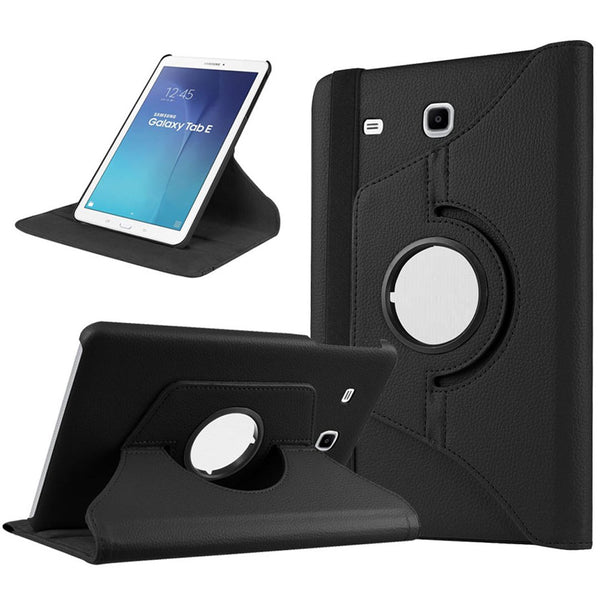 Housse Etui Noir pour Tablette Samsung Galaxy Coque avec Support Rotatif 360°