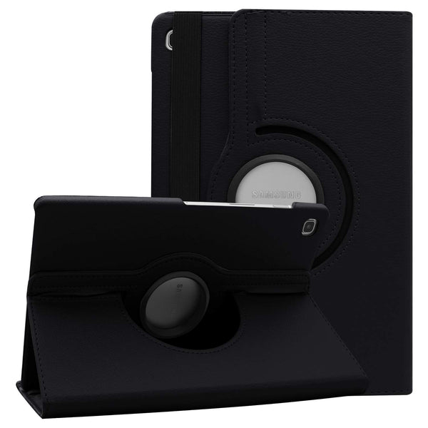 Housse Etui Noir pour Samsung Galaxy Tab S5e T720 T725 Coque avec Support Rotatif 360° + Film de protection en verre trempé