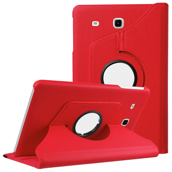 Housse Etui Rouge pour Samsung Galaxy Tab E 9.6 SM-T560 T561 Coque avec Support Rotatif 360°
