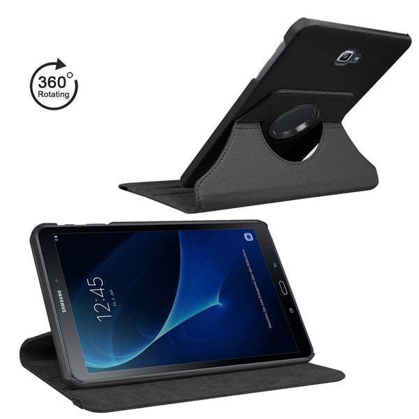 Housse Etui Noir pour Samsung Galaxy Tab A6 10.1 SM-T580 T585 Coque avec Support Rotatif 360°