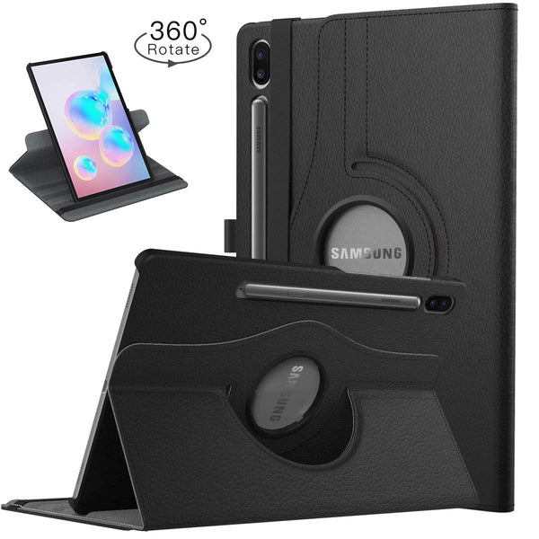 Housse Etui Noir pour Samsung Galaxy Tab S6 10.5 2019 SM T860 T865 Coque avec Support Rotatif 360°