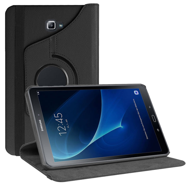 Housse Etui Noir pour Samsung Galaxy Tab A6 10.1 SM-T580 T585 Coque avec Support Rotatif 360°
