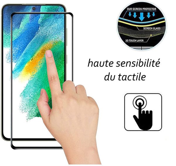 Verre trempé 9D pour Samsung Galaxy S21 FE