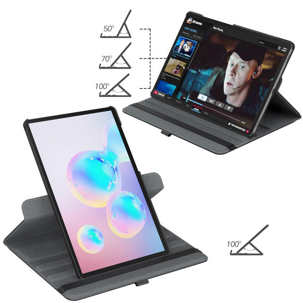 Housse Etui Noir pour Samsung Galaxy Tab S6 10.5 2019 SM T860 T865 Coque avec Support Rotatif 360°