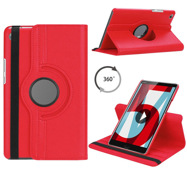 Housse Etui Rouge pour Huawei MediaPad M5 8.4 Coque avec Support Rotatif 360°