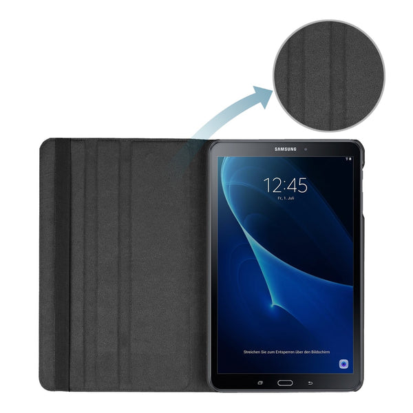Housse Etui Noir pour Samsung Galaxy Tab A 10.1 SM-P580 Coque avec Support Rotatif 360°