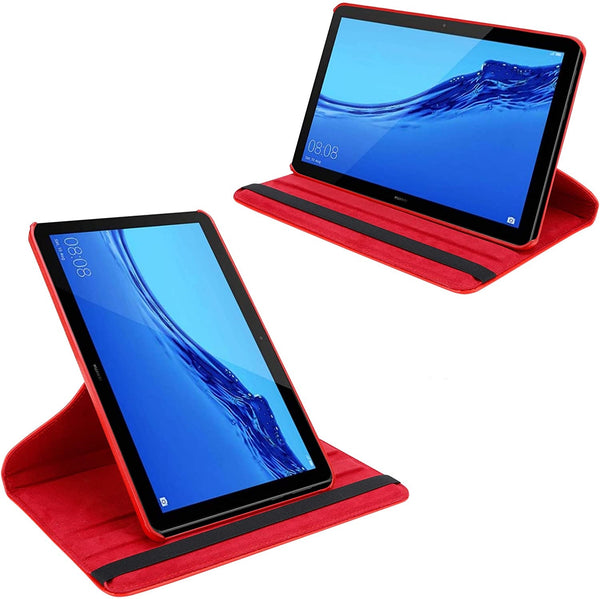 Housse Etui Rouge pour Huawei MediaPad T5 10.1'' Coque avec Support Rotatif 360°