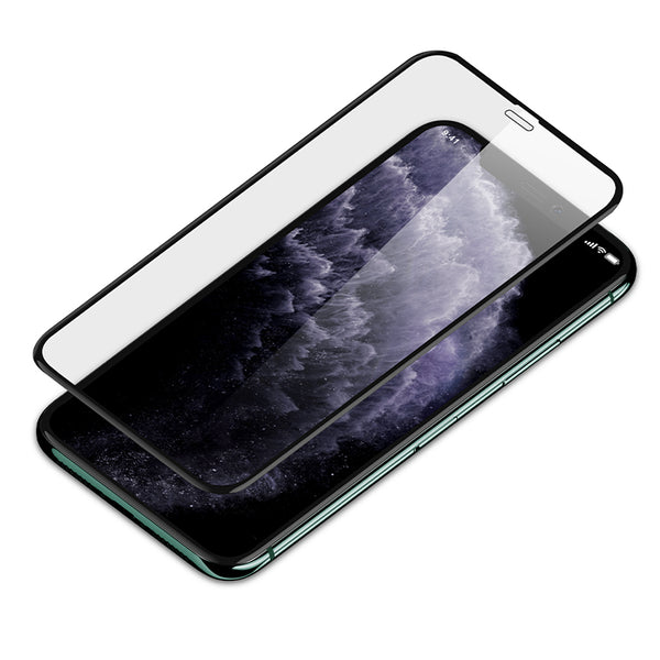 Coque de protection marbre bleu + Verre trempé bords noir pour iPhone 11