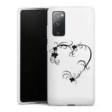 Coque silicone Premium Blanc pour Samsung Galaxy A42 5G - Cœur noir
