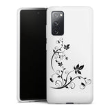 Coque silicone Premium Blanc pour Samsung Galaxy A02S - Fleur noire
