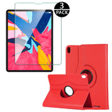 Housse Etui Rouge pour iPad pro 11 2018 Coque avec Support Rotatif 360° + Vitre de protection