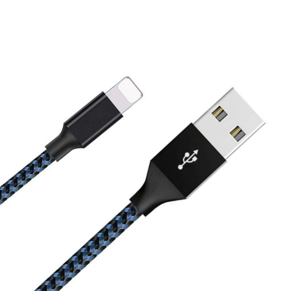 Câble de recharge nylon Bleu USB vers iPhone/iPad - 1M