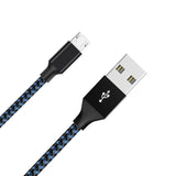 Câble de recharge nylon Bleu USB vers Micro USB - 1M