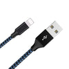 Câble de recharge nylon Bleu USB vers iPhone/iPad - 2M