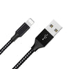 Câble de recharge nylon Noir USB vers iPhone/iPad - 2M