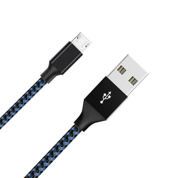 Câble de recharge nylon Bleu USB vers Micro USB - 3M
