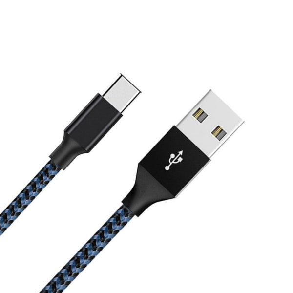 Câble de recharge nylon Bleu USB vers Type USB-C - 1M