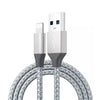 Câble de recharge nylon Argent USB vers iPhone/iPad - 3M